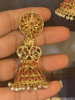 Picture of Jadau jhumka and chandhbali combo