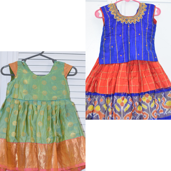 Picture of Babies Pattu Langa and Frock 6-12M