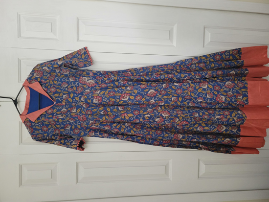 Picture of Blue and peach kalamkari dress