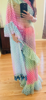 Picture of New Multicolor pastel net  Korean materia ruffle saree with 2 brand new blouses