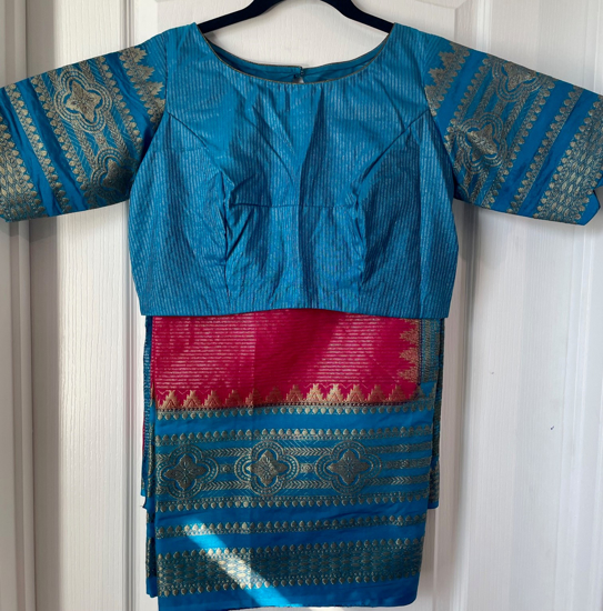 Picture of NEW Semi Silk Saree with scallop sleeves