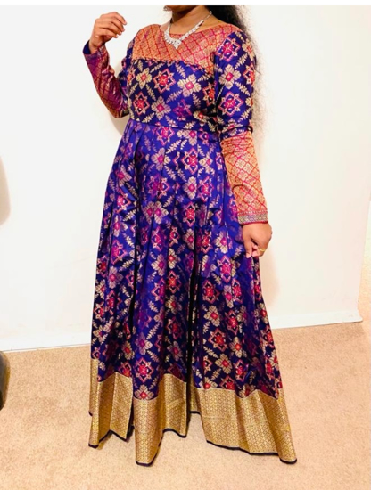 Picture of Purple benaras long frock