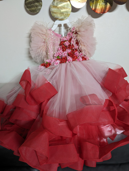 Picture of Baby pink ombre birthday frock 1-2y