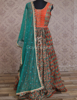 Picture of New Floor Length  Full sleeves  Orange & Green Anarkali dress