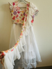 Picture of White organza lehenga with floral embroidery blouse