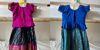 Picture of pink and navy blue pattu langa 12M