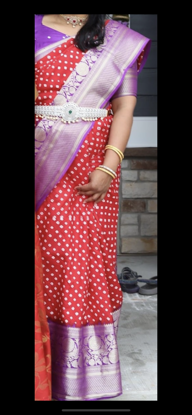 Picture of Red bandini pattu saree