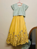 Picture of Teal and yellow cocktail lehenga 6-7y