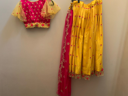 Picture of New yellow and pink cutwork lehenga