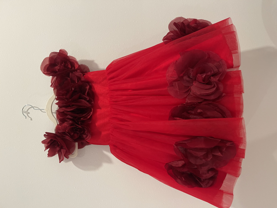 Picture of Janya’s Closet Red Party Dress with hair clip 1-2y