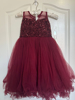 Picture of Wine Red Sequin Tulle Dress 4-6y