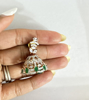 Picture of White and green stone neckpiece with jhumkas