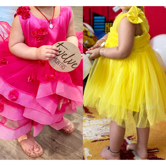 Picture of Rosie Pink Ruffled and Yellow tutu party dresses 1-2Y