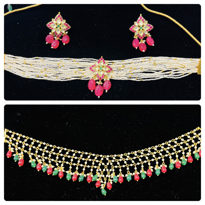 Picture of Pachi kundan neck set with earrings and pearl neck piece(Never worn)