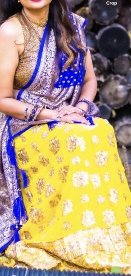 Picture of Yellow Pure Georgette full embroidered skirt with sequins blouse and dupatta