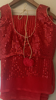 Picture of Beautiful Red  sequins saree with custom stitched sleeveless  blouse