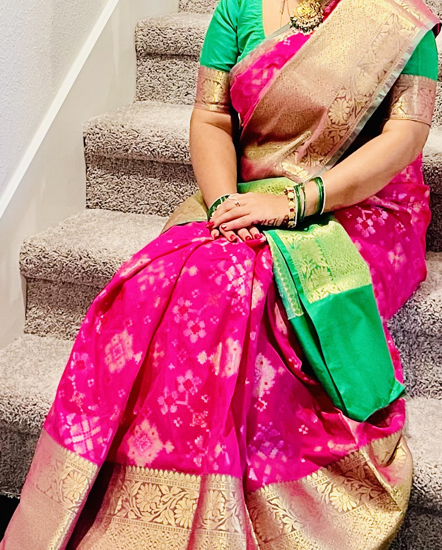 Picture of Pink and Green saree