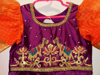 Picture of Orange organza lehanga and purple raw silk maggam work blouse 5-6y