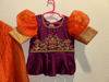 Picture of Orange organza lehanga and purple raw silk maggam work blouse 5-6y