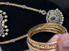 Picture of Gold replica mid length haaram with bangles