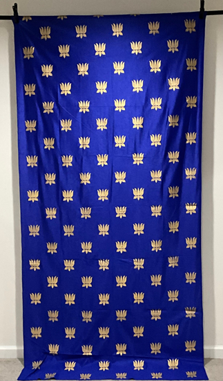 Picture of Soft premium Blue crush satin with lotus design Backdrop 4*8