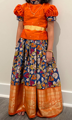 Picture of Kalamkari lehenga with kanchi border 3-4y