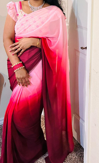 Picture of half and half pre draped georget saree