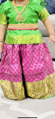 Picture of Green pink pattu lehenga 1y