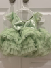 Picture of Heavy pearl work green frock 1-2y