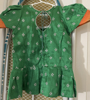 Picture of Orange floral organza lehenga with green work blouse 10-12y