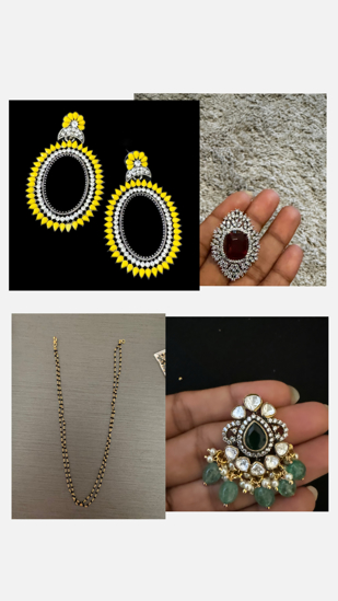 Picture of Black beads earrings and pendants combo