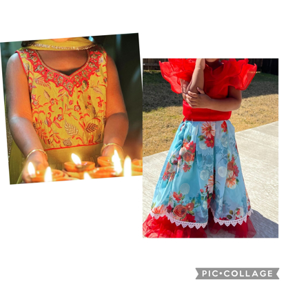 Picture of Red and blue Croptop Lehenga 1-2y