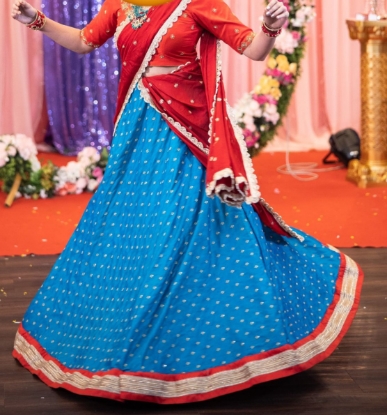 Picture of Blue lehenga with maggam work blouse