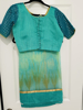 Picture of Brand new Organza parrot green and sea blue fancy saree with designer blouse