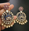 Picture of Super classy and with rare color combo Polki kundan earrings