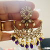 Picture of Victorian purple  kante with matching big earrings.