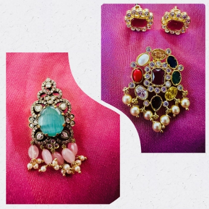 Picture of Navaratna locket combo with studs