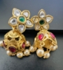 Picture of Real jadau kundan jhumkas with Swarovski pearl drops