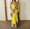 Picture of Lemon hellow 💛 with grey 🩶 pattu organza saree