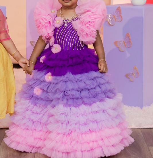 Picture of Purple and pink ombre birthday Frock 1y