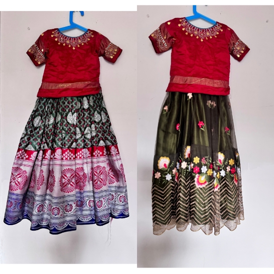 Picture of Benaras and embroidery lehenga combo 4-6y