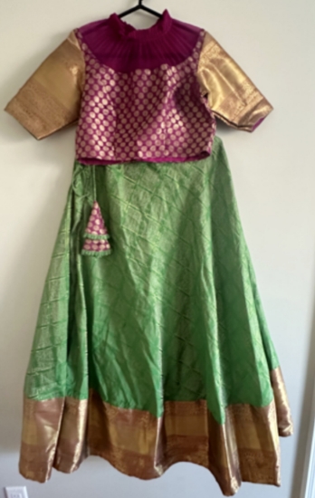 Picture of Soft benaras lehenga with high neck 12-15y