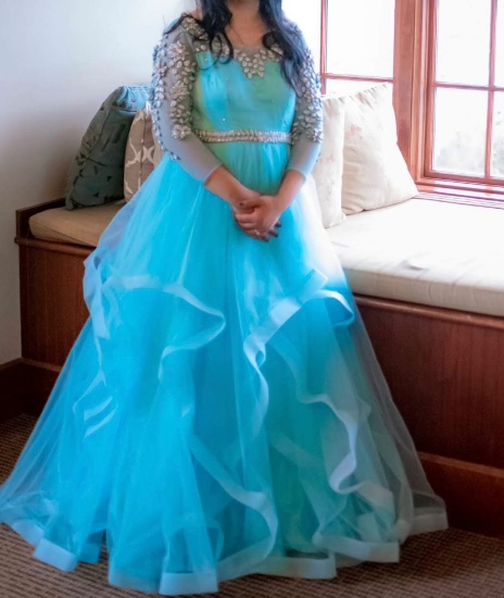 Picture of Swathi Veldandi - Blue Color Heavy Party Wear Long Gown