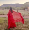 Picture of Custom made Beautiful red Bandhini 3 piece set with Maggam work belt 