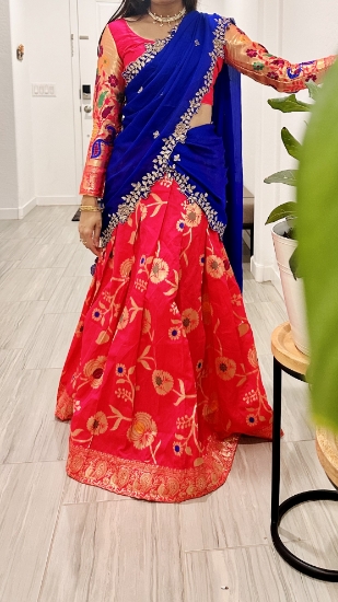 Picture of Paithani Lehenga with cutwork dupatta