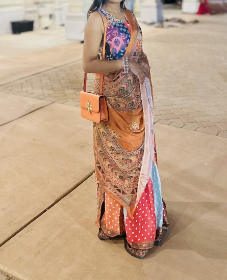 Picture of Sabyasachi Inspired Multi color Navaratri soft silk Lehenga with printed dupatta