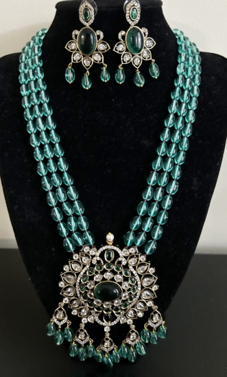 Picture of New Teal green long beads set 