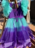 Picture of Blue and purple maggam work frock 4-6y