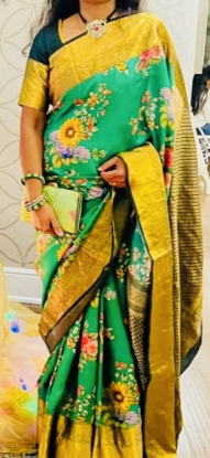 Picture of Pure Crepe Digital Print Floral Saree & Blouse 