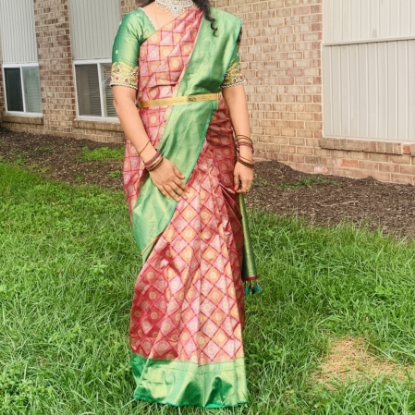 Picture of Banaras kathan saree with Maggam work blouse